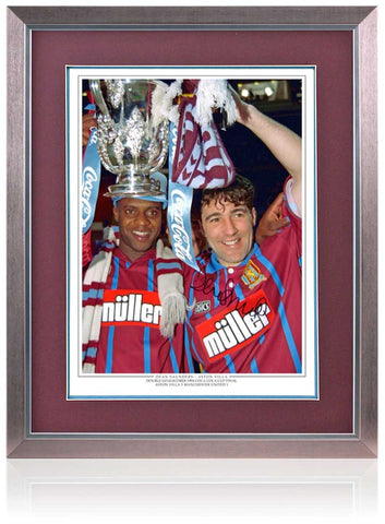 Dean Saunders Aston Villa 1994 League Cup Hand Signed 16x12" Photograph COA
