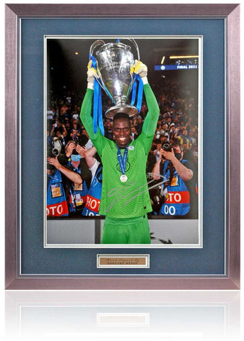 Edouard Mendy Chelsea Champions of Europe Hand Signed 16x12'' Photograph AFTAL COA