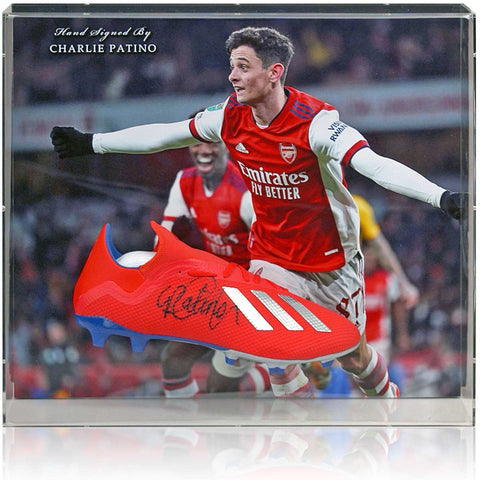 Charlie Patino Arsenal Hand Signed Football Boot Large Display AFTAL COA