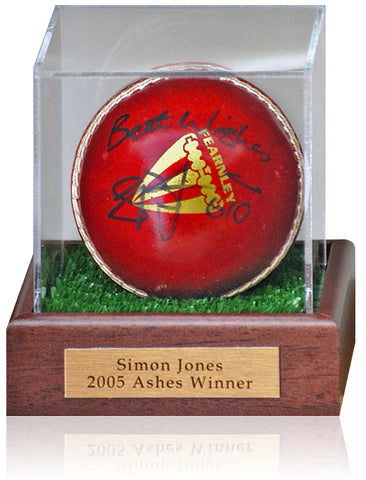 Simon Jones England Ashes Cricket Legend Hand Signed Cricket Ball Display COA