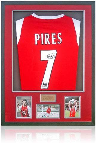 Robert Pires Arsenal Legend Hand Signed Retro Home Shirt AFTAL COA