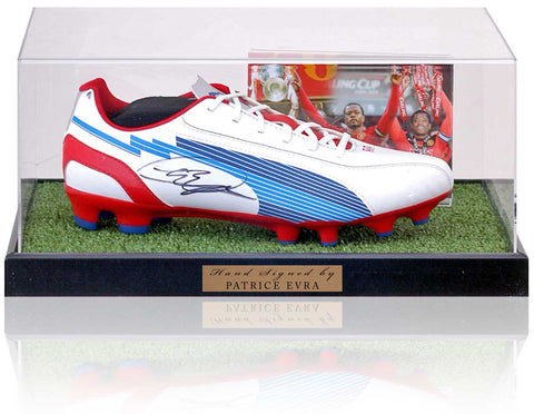 Patrice Evra Manchester United Hand Signed Football Boot Display AFTAL COA