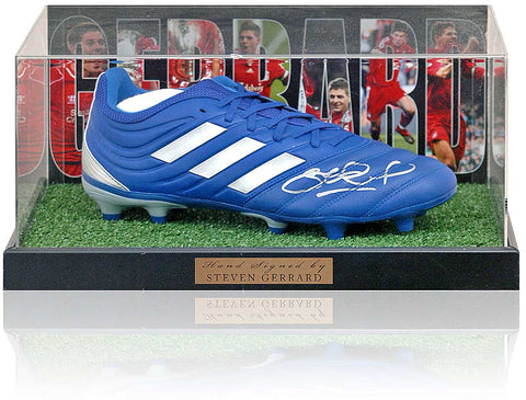 Steven Gerrard Liverpool Legend Hand Signed Football Boot Presentation AFTAL COA