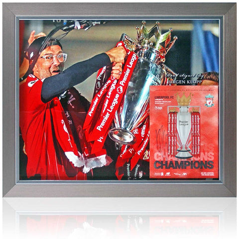 Jurgen Klopp Liverpool Legend Hand Signed Premier League Champions Programme Display COA