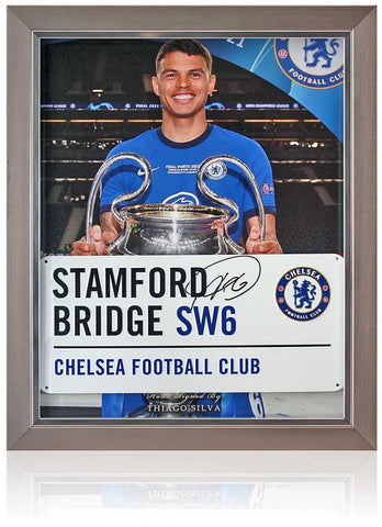 Thiago Silva Chelsea Stamford Bridge Hand Signed Street Sign Presentation AFTAL COA