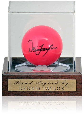 Dennis Taylor Snooker Legend Hand Signed Pink Ball AFTAL Photo Proof COA