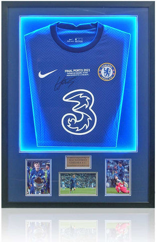 Kai Havertz Hand Signed Champions of Europe LED Lit Chelsea Home Shirt AFTAL Certified