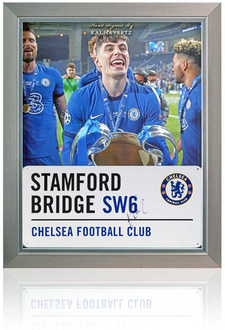 Kai Havertz Chelsea Stamford Bridge Hand Signed Street Sign Presentation AFTAL COA