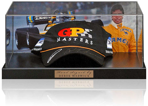 Derek Warwick Formula 1 Racing Legend Hand Signed F1 Baseball Cap Display COA