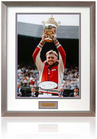 Bjorn Borg Hand Signed 16x12'' Tennis Wimbledon Photograph AFTAL COA
