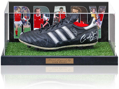 Liam Brady Arsenal Legend Hand Signed  Football Boot Presentation AFTAL COA