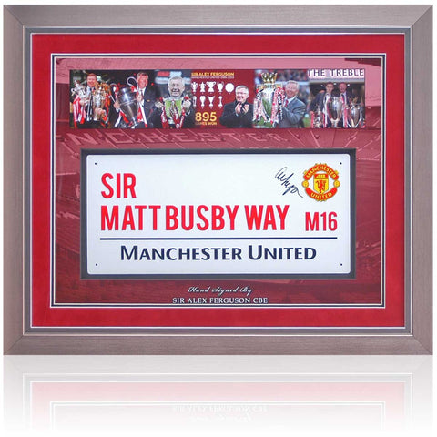 Sir Alex Ferguson Hand Signed Manchester United Street Sign Display AFTAL COA