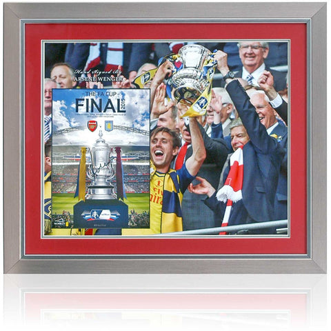 Arsene Wenger Hand Signed Arsenal 2015 FA Cup Winners Large Presentation COA