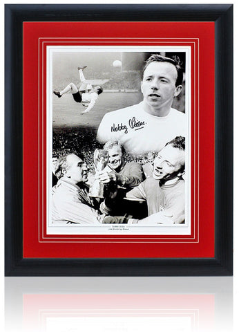Nobby Stiles England Legend Hand Signed 1966 World Cup 16x12 Montage AFTAL COA
