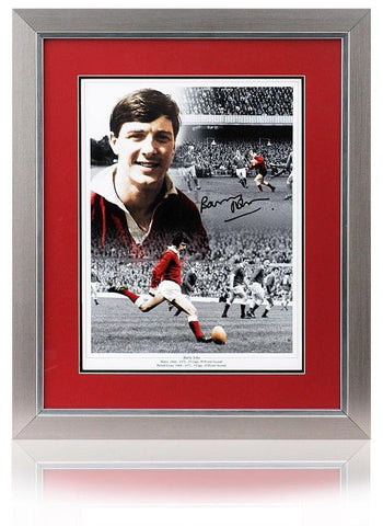 Barry John Hand Signed 16x12'' WFU Wales Rugby Montage AFTAL Photo COA