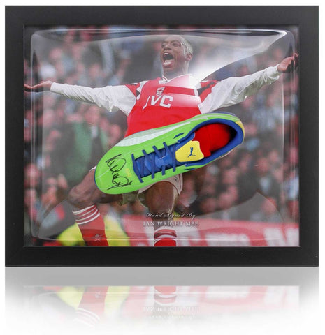 Ian Wright Arsenal Hand Signed Football Boot Dome Presentation AFTAL COA