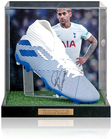 Cristian Romero Tottenham Hotspur Hand Signed Football Boot Presentation AFTAL COA