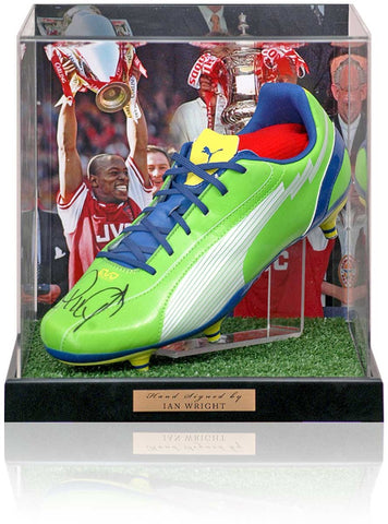 Ian Wright Arsenal Hand Signed Football Boot Presentation AFTAL COA