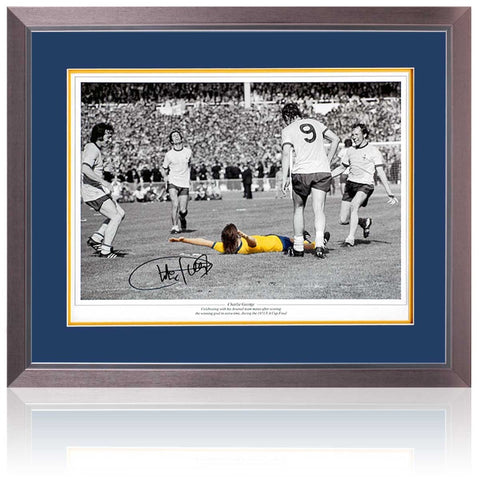 Charlie George Arsenal Legend Hand Signed 1971 FA Cup 16x12" Photograph COA