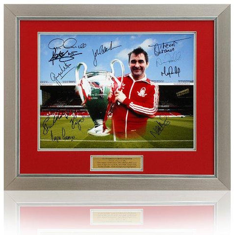 Brian Clough Nottingham Forest Tribute Hand Signed by 11 Montage AFTAL COA