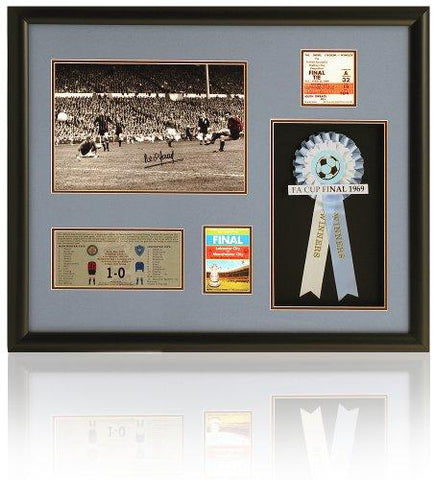 Neil Young Manchester City 1969 FA Cup Final Hand Signed Large Presentation COA