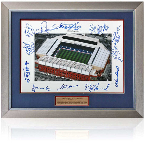 Rangers Ibrox Presentation Hand Signed by 12 Legends 16x12'' Photograph AFTAL COA