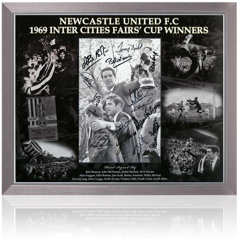 Newcastle United 1969 Inter-Cities Fairs Cup Winners  Hand Signed by 15 Photograph COA