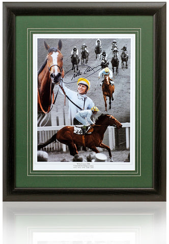 Willie Carson OBE Hand Signed Horse Racing Legend 16x12'' Montage AFTAL COA