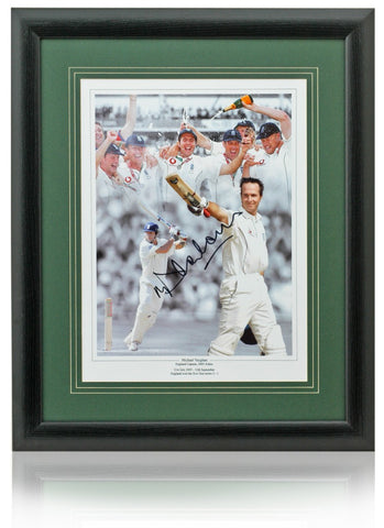 Michael Vaughan Cricket Ashes Legend Hand Signed 16x12'' England Montage COA