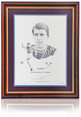 Geoff Hurst West Ham United Legend Hand Signed 16x12'' Art Print AFTAL COA