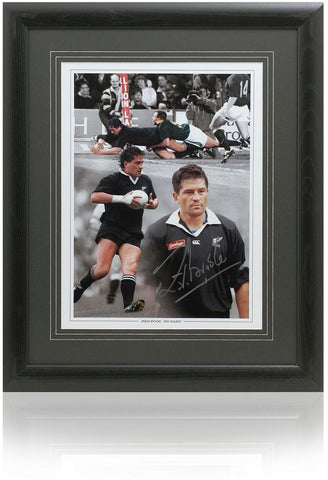 Zinzan Brooke Rugby Legend Hand Signed 16x12'' New Zealand Montage COA