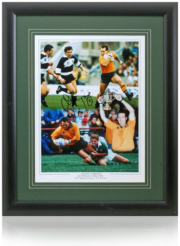 David Campese Rugby Legend Hand Signed 16x12'' Australia Montage COA