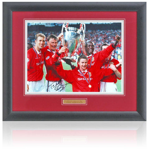 Teddy Sheringham Manchester United Hand Signed 1999 European Cup Photograph AFTAL COA