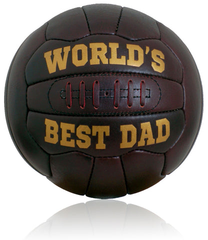 New Vintage Leather Hand Stitched Football size 5 ball with World's Best Dad gold text
