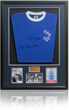 Derek Temple & Mike Trebilcock Hand Signed Everton Football Club Retro Shirt AFTAL Photo COA