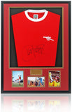 Charlie George Arsenal Legend Hand Signed Retro Football Shirt AFTAL COA