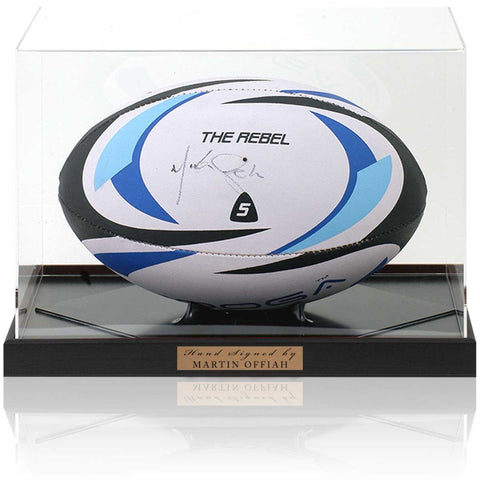 Martin Offiah Rugby League Legend Hand Signed Rugby Ball AFTAL COA