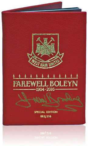 Trevor Brooking Hand Signed Leather Bound Numbered West Ham Farewell to Boleyn Programme