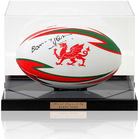 Barry John Welsh Rugby Legend Hand Signed Wales Rugby Ball AFTAL COA
