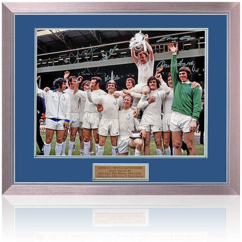 Leeds United Hand Signed by 6 1972 FA Cup Winners 16x12'' Photograph AFTAL Photo COA