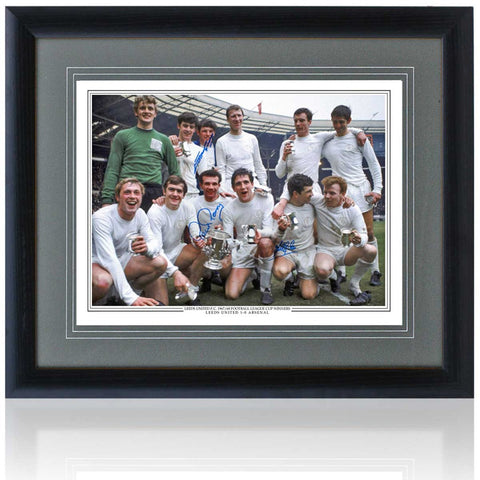Leeds United Hand Signed by 3 1968 League Cup Winners 16x12'' Photograph AFTAL COA