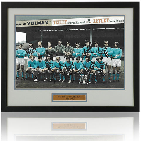 Manchester City 1968 Champions 1969 FA Cup 12x8'' photograph hand signed by 10 inc. Pardoe