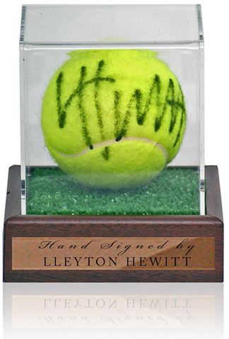 Lleyton Hewitt Tennis Legend Hand Signed Autographed Ball in Display Case AFTAL COA