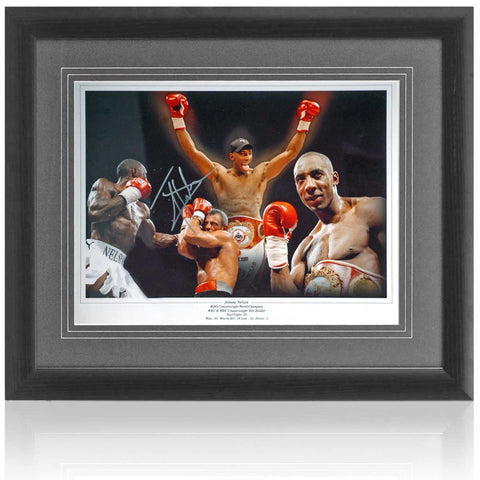 Johnny Nelson Boxing Legend Hand Signed 16x12'' Montage AFTAL COA