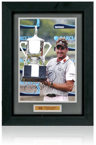 Ian Poulter Hand Signed 12x8'' Framed Golf Trophy Photograph AFTAL COA