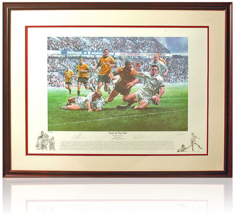 Balshaw and Luger Large Hand Signed England vs Australia Rugby Art Print WAS £299
