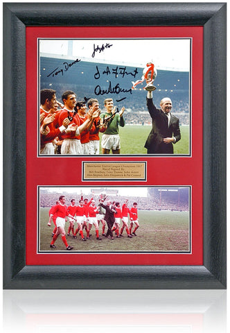 Manchester United 1967 League Champions Hand Signed by 6 Legends COA