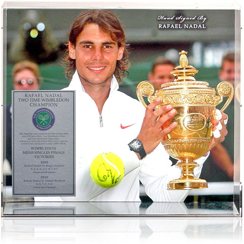 Rafael Nadal Hand Signed Tennis Ball Wimbledon Display AFTAL COA
