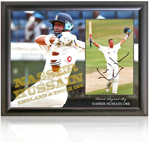 Nasser Hussain Cricket Legend Hand Signed England Essex CCC Presentation AFTAL COA