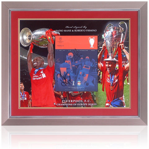 Sadio Mane and Roberto Firmino Liverpool Hand Signed Champions of Europe Presentation COA